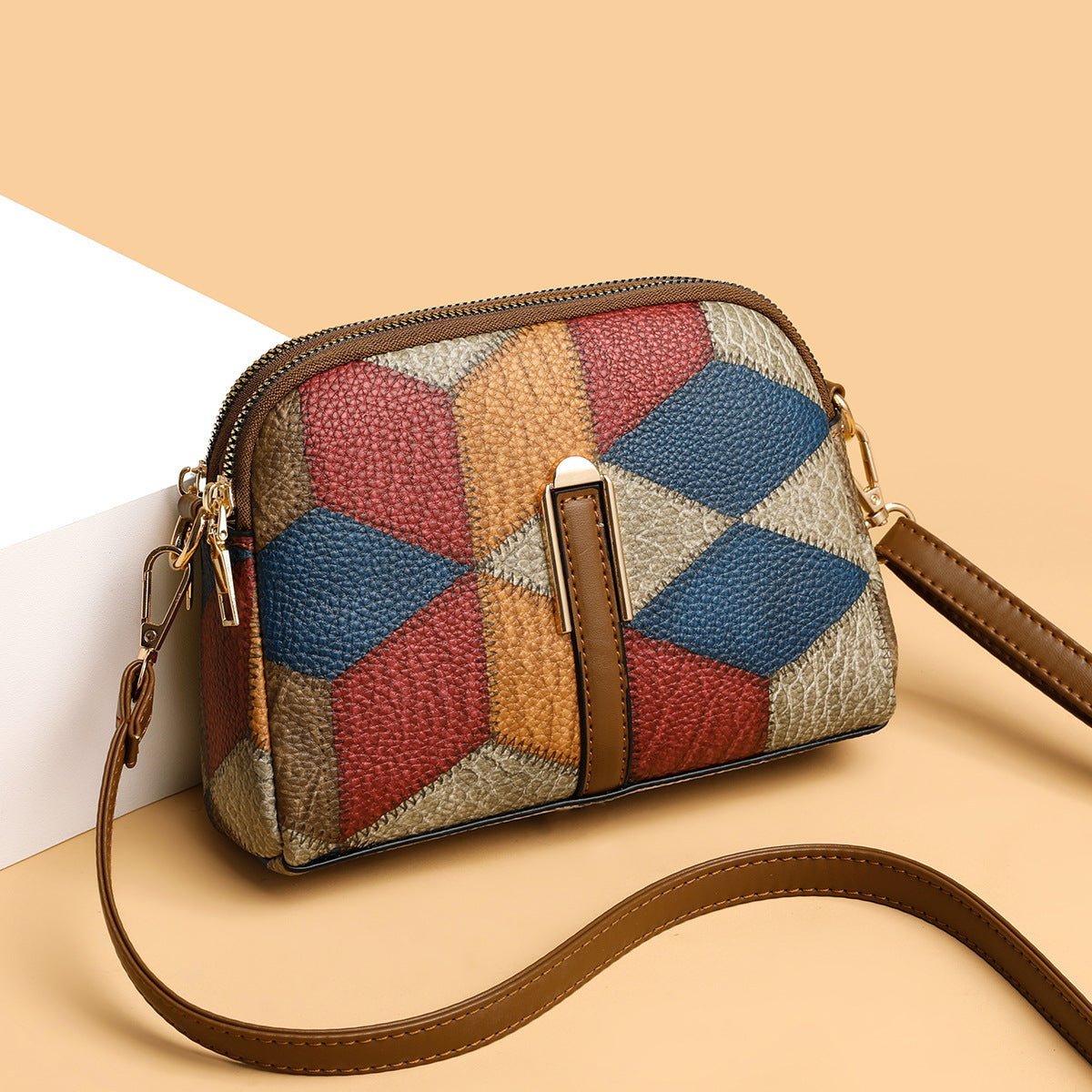 Fashion Double - Zipper Crossbody Bag - ZMYD195872501AZ