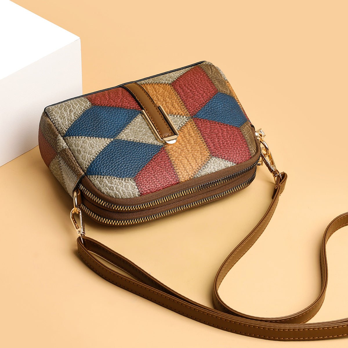 Fashion Double - Zipper Crossbody Bag - ZMYD195872501AZ