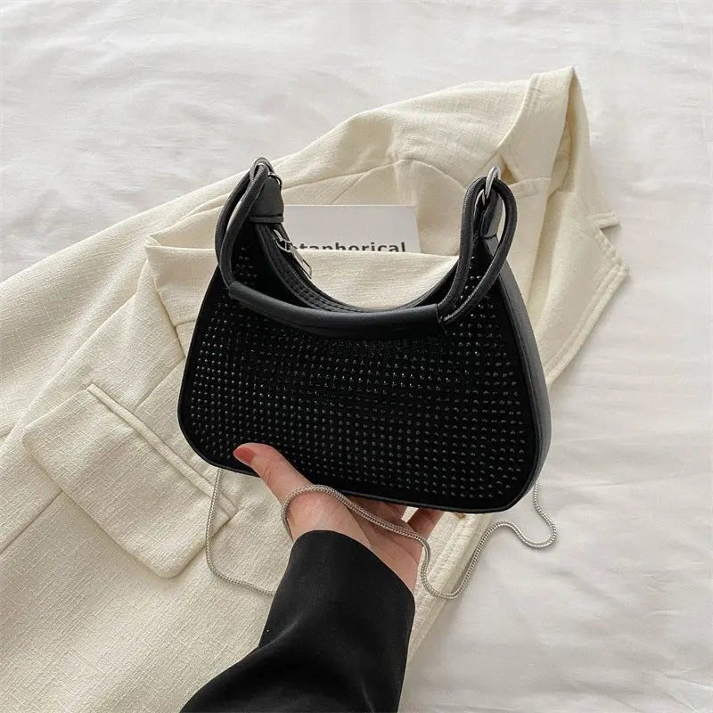 Light Diamond Rhinestone Chain Crossbody Bag - ZMNS200581901AZ