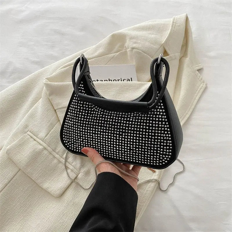 Light Diamond Rhinestone Chain Crossbody Bag - ZMNS200581901AZ