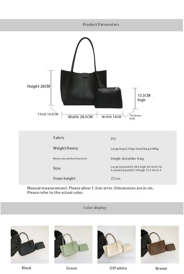 Retro Two - piece Set Casual Large Capacity Tote - ZMNS207627101AZ