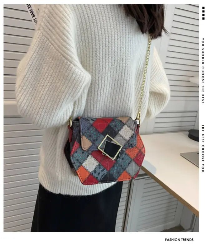 Textured Stitching Chain Small Square Bag - ZMNS204481001AZ
